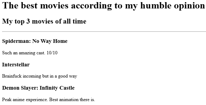 Screenshot of movie project